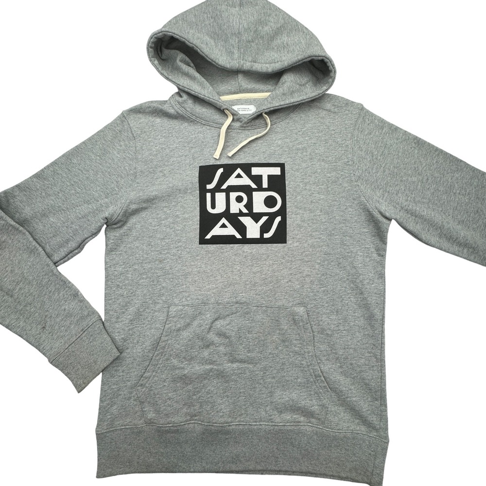 Saturdays New York City Pullover Graphic Hoodie Size Mens Medium Gray Hooded